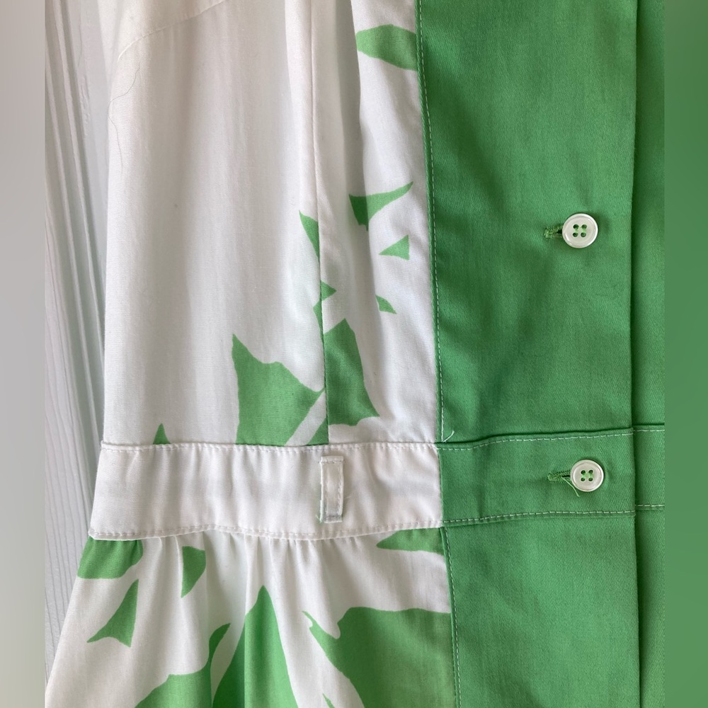Yves Cossette Depeche Mode Vintage Green/White Collared Halter Dress 10 - Picture 8 of 11